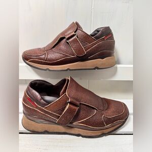 Retro Y2K MIU MIU Italy Brown Leather Strap Sneaker Wedge Shoe 37.5 ECU